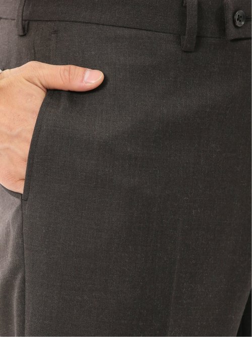 メリノウール混ストレッチ レギュラーフィット 2ボタン2ピーススーツ 茶