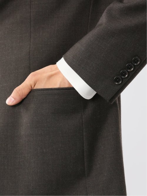 メリノウール混ストレッチ レギュラーフィット 2ボタン2ピーススーツ 茶