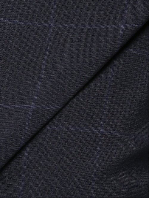 マルゾット/Marzotto ウール混 スリムフィット 2ボタン2ピーススーツ チェック紺