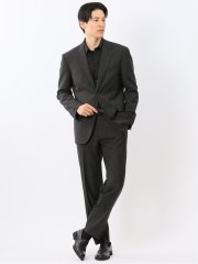 メリノウール混ストレッチ レギュラーフィット 2ボタン2ピーススーツ グレー