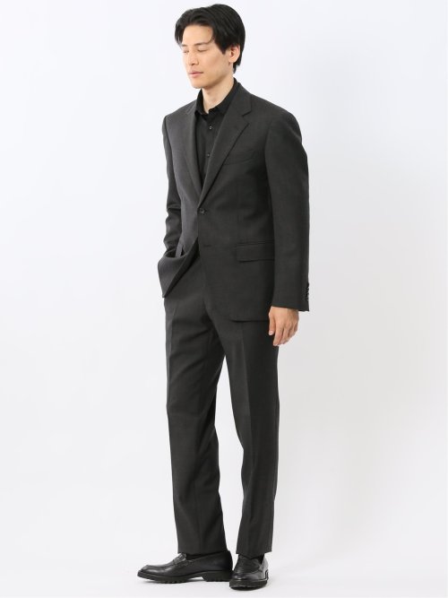 メリノウール混ストレッチ レギュラーフィット 2ボタン2ピーススーツ グレー