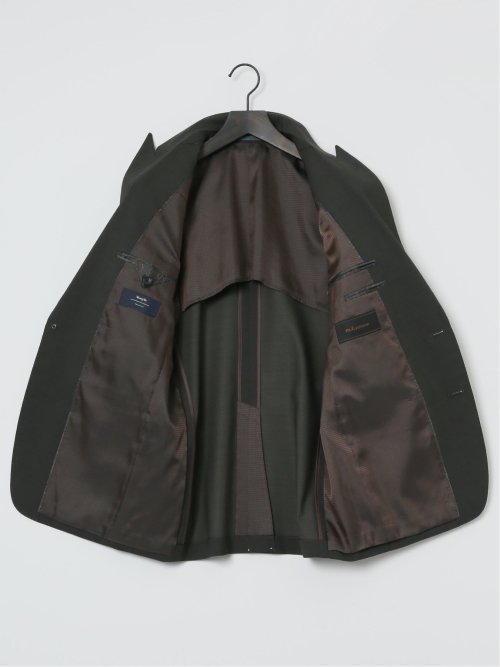 マルゾット/Marzotto ウール混 スリムフィット 2ボタン2ピーススーツ 組織カーキ