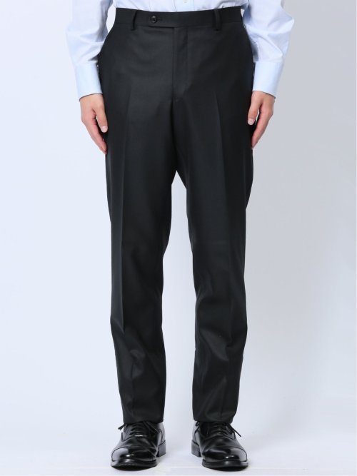 ウール混ウォッシャブル レギュラーフィット 2ボタン2ピーススーツ シャドーストライプ黒