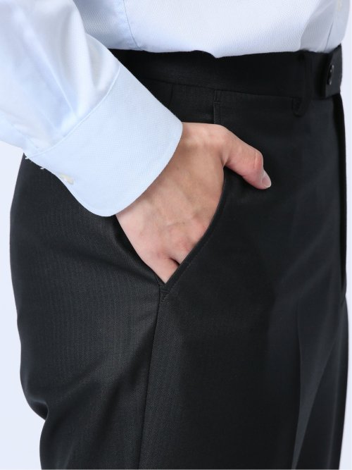 ウール混ウォッシャブル レギュラーフィット 2ボタン2ピーススーツ シャドーストライプ黒