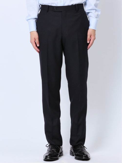 ウール混ウォッシャブル レギュラーフィット 2ボタン2ピーススーツ シャドーチェック紺