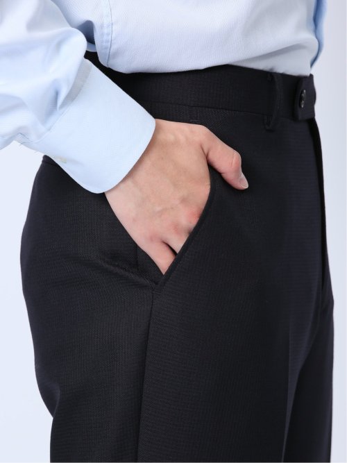 ウール混ウォッシャブル レギュラーフィット 2ボタン2ピーススーツ シャドーチェック紺