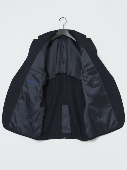 ウール混ウォッシャブル レギュラーフィット 2ボタン2ピーススーツ シャドーチェック紺