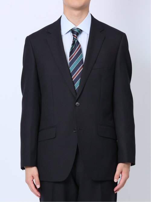 ウール混ウォッシャブル レギュラーフィット 2ボタン2ピーススーツ シャドーチェック紺