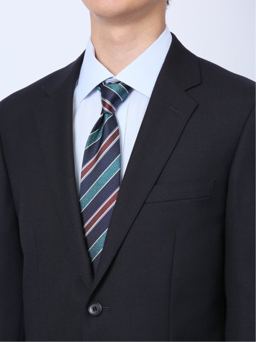 ウール混ウォッシャブル レギュラーフィット 2ボタン2ピーススーツ シャドーチェック紺