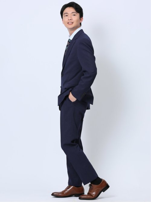 ストレッチウォッシャブル レギュラーフィット 2ボタン2ピーススーツ 千鳥紺