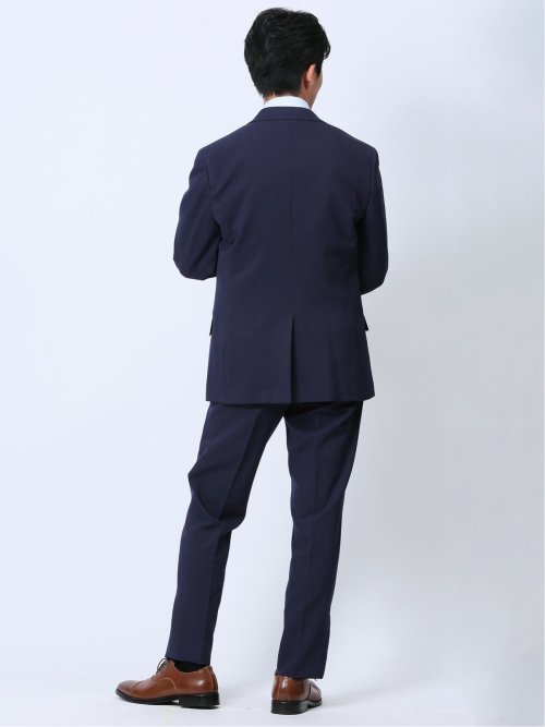 ストレッチウォッシャブル レギュラーフィット 2ボタン2ピーススーツ 千鳥紺