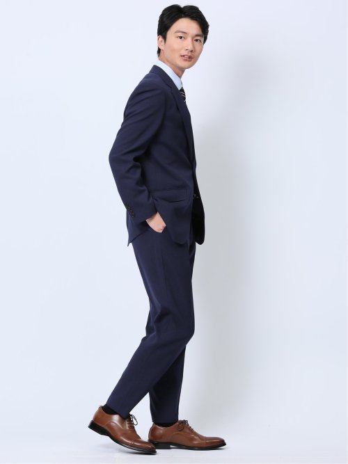 ストレッチウォッシャブル レギュラーフィット 2ボタン2ピーススーツ 千鳥紺