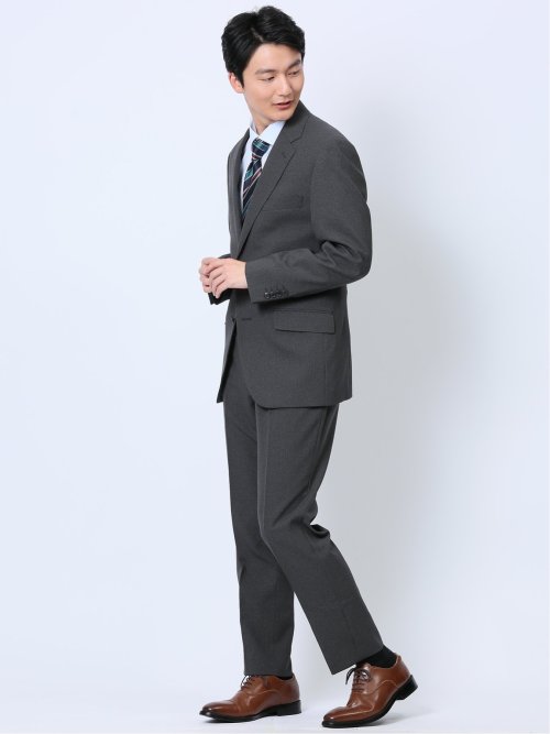 ストレッチウォッシャブル レギュラーフィット 2ボタン2ピーススーツ 千鳥グレー