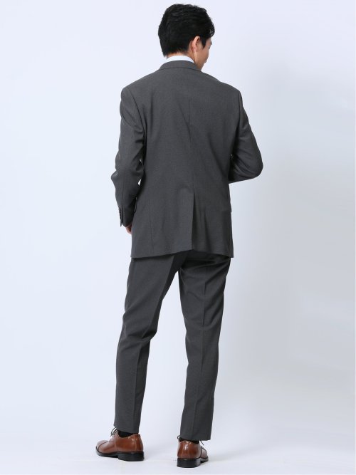 ストレッチウォッシャブル レギュラーフィット 2ボタン2ピーススーツ 千鳥グレー