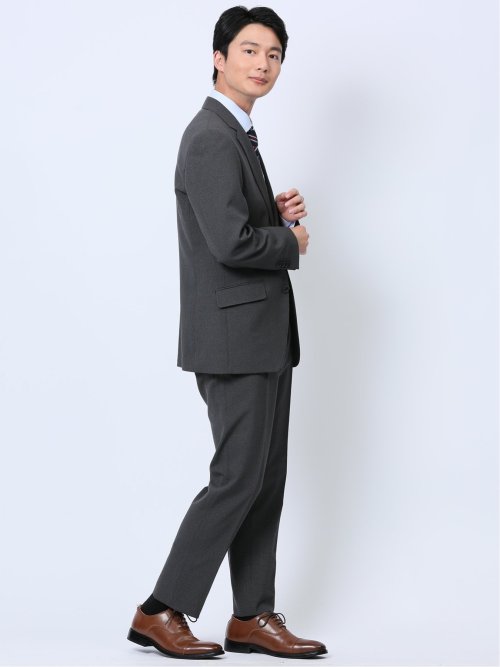 ストレッチウォッシャブル レギュラーフィット 2ボタン2ピーススーツ 千鳥グレー
