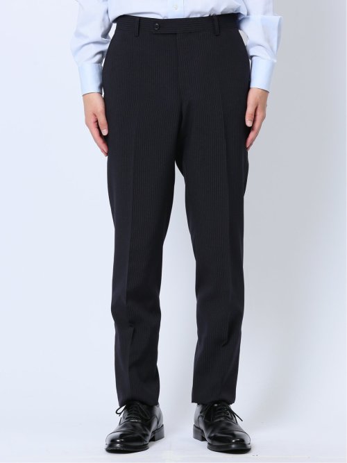 ストレッチウォッシャブル レギュラーフィット 2ボタン2ピーススーツ ストライプ紺