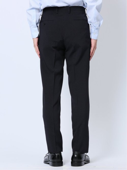 ストレッチウォッシャブル レギュラーフィット 2ボタン2ピーススーツ ストライプ紺