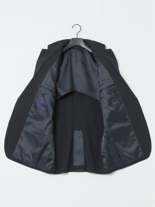 ストレッチウォッシャブル レギュラーフィット 2ボタン2ピーススーツ ストライプ紺