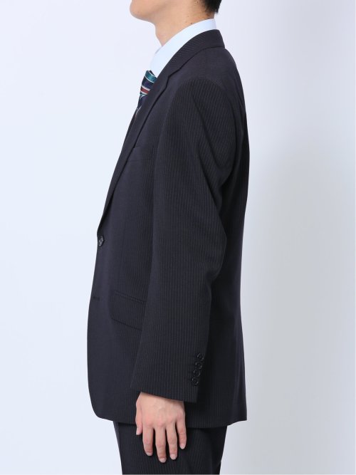 ストレッチウォッシャブル レギュラーフィット 2ボタン2ピーススーツ ストライプ紺