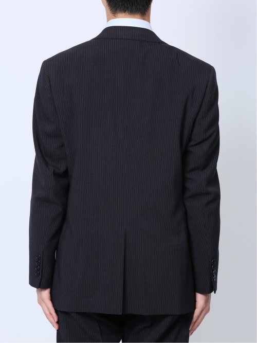 ストレッチウォッシャブル レギュラーフィット 2ボタン2ピーススーツ ストライプ紺