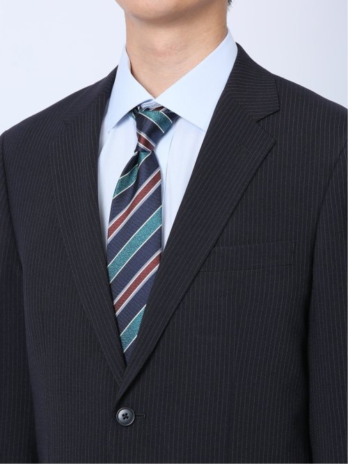 ストレッチウォッシャブル レギュラーフィット 2ボタン2ピーススーツ ストライプ紺