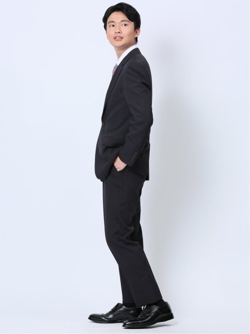 ストレッチウォッシャブル レギュラーフィット 2ボタン2ピーススーツ シャドーストライプ紺