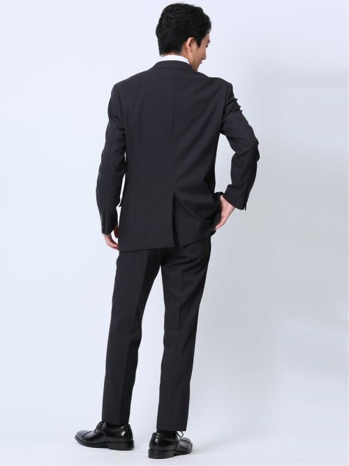 ストレッチウォッシャブル レギュラーフィット 2ボタン2ピーススーツ シャドーストライプ紺