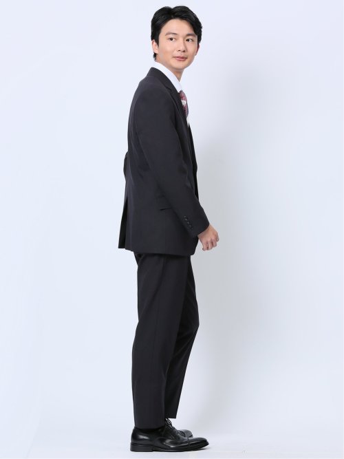 ストレッチウォッシャブル レギュラーフィット 2ボタン2ピーススーツ シャドーストライプ紺