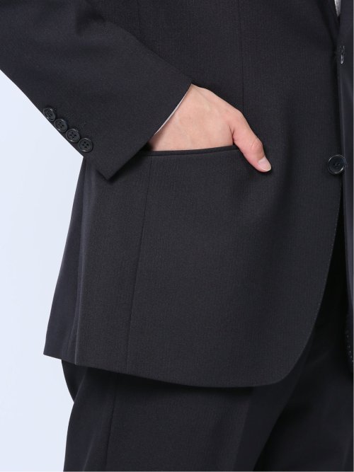 ストレッチウォッシャブル レギュラーフィット 2ボタン2ピーススーツ シャドーストライプ紺