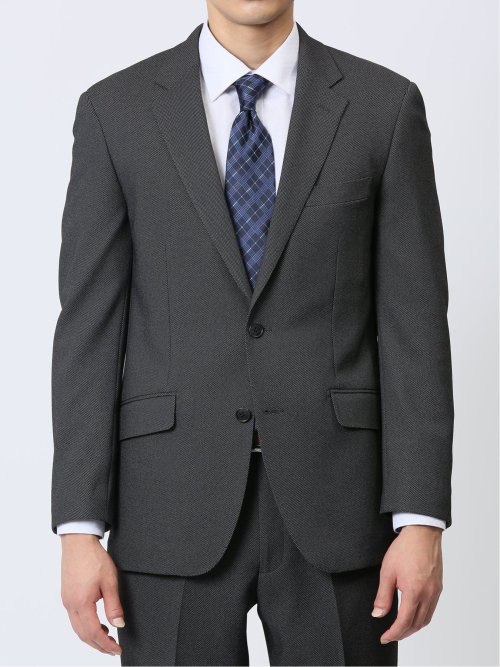 ストレッチウォッシャブル レギュラーフィット 2ボタン2ピーススーツ バーズアイグレー