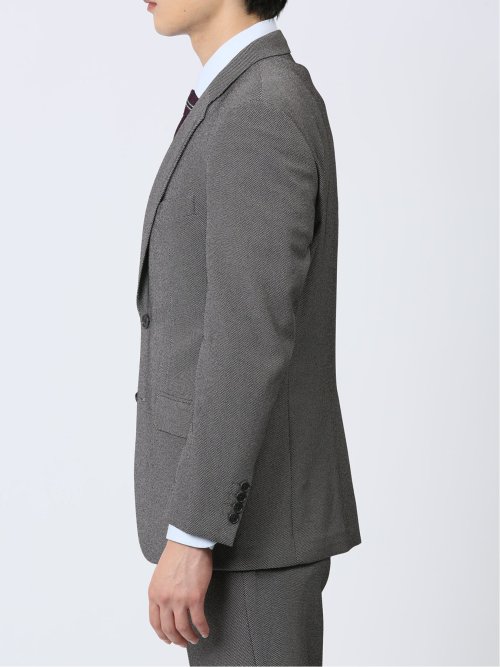 ストレッチウォッシャブル レギュラーフィット 2ボタン2ピーススーツ バーズアイライトグレー