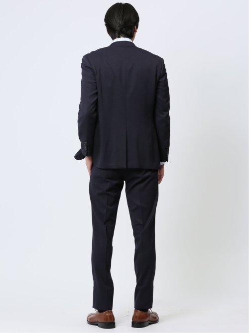 ストレッチウォッシャブル レギュラーフィット 2ボタン2ピーススーツ カルゼ紺