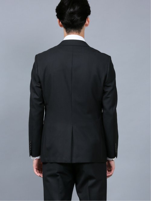 光沢ウール混ストライプ柄 スリムフィット2ボタン2ピーススーツ 黒(A4 05黒): スーツ | TAKA-Q ONLINE SHOP／タカ