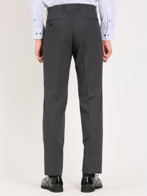 ウール混ストレッチ レギュラーフィット 2ボタン2パンツスーツ 組織柄グレー