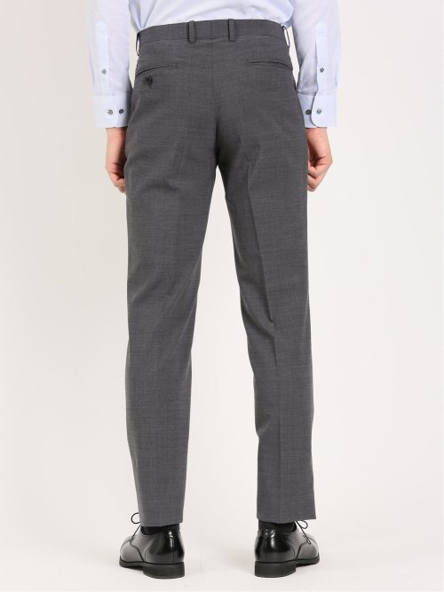 ウール混ストレッチ レギュラーフィット 2ボタン2パンツスーツ 組織柄グレー