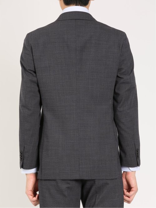 ウール混ストレッチ レギュラーフィット 2ボタン2パンツスーツ 組織柄グレー