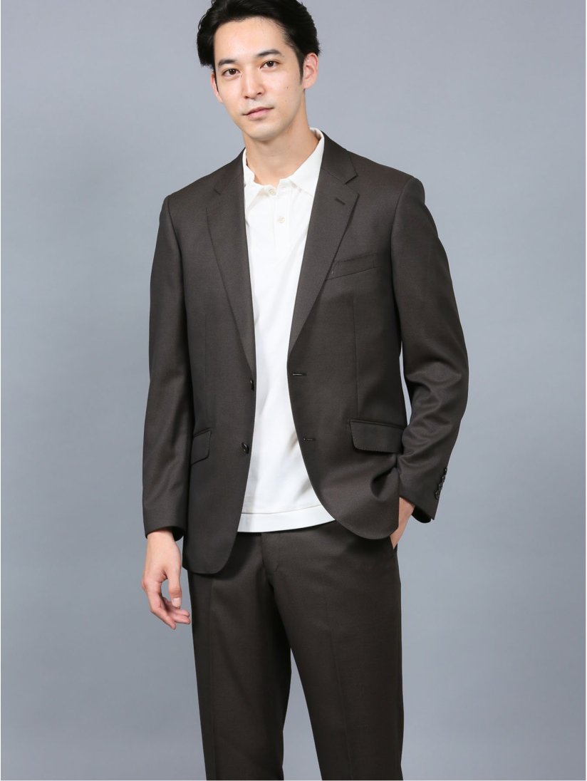 ストレッチウォッシャブル バーズアイ柄リラックスフィット2ピーススーツ こげ茶 Y3 35こげ茶 スーツ Taka Q Online Shop タカキューオンラインショップ 公式通販