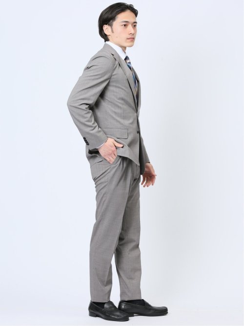 マルゾット/Marzotto ウール混 レギュラーフィット 2ボタン2ピーススーツ チドリ