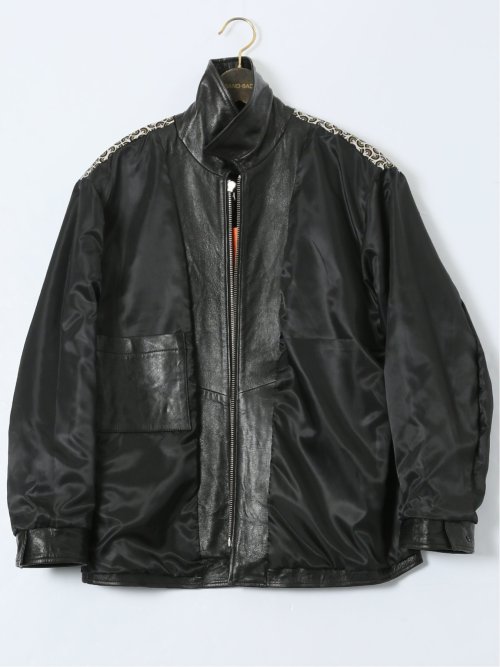 【大きいサイズ】ジーステージ/G-stage シープレザー 衿付き フルジップブルゾン