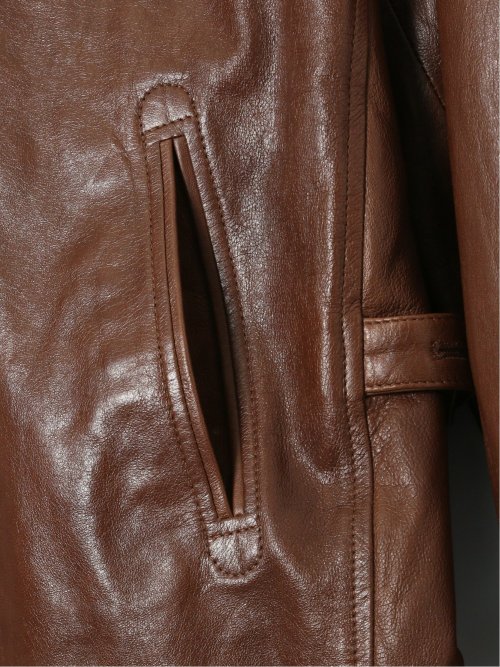 【大きいサイズ】ジーステージ/G-stage シープレザー 衿付き フルジップブルゾン