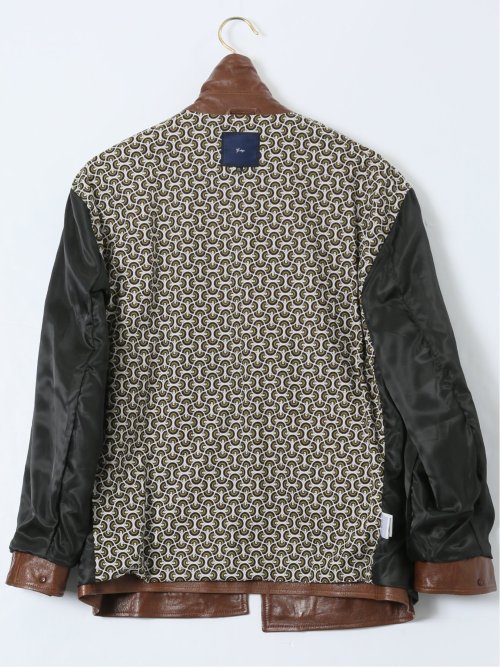 【大きいサイズ】ジーステージ/G-stage シープレザー 衿付き フルジップブルゾン