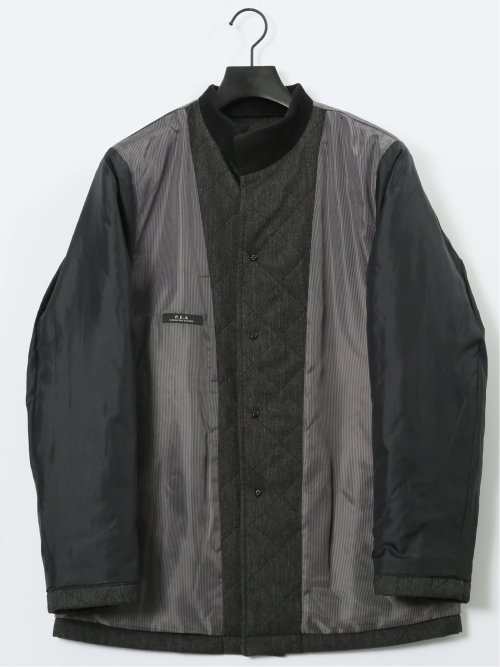 デニム調 中綿キルトコート