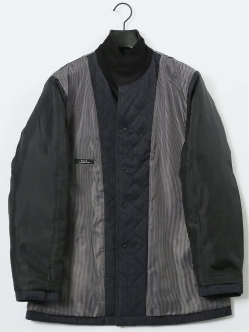 デニム調 中綿キルトコート
