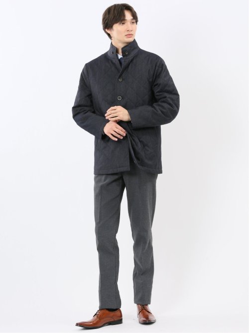 デニム調 中綿キルトコート