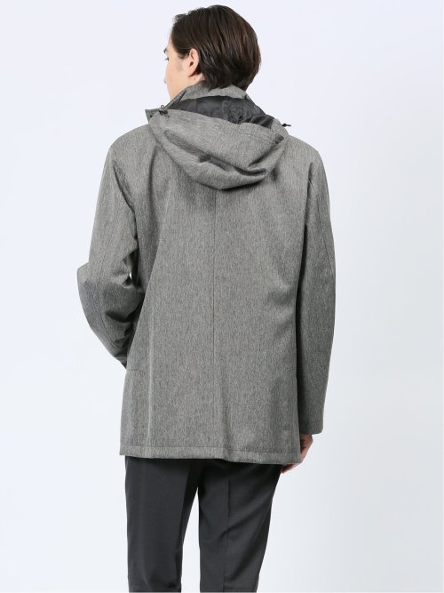 撥水防風 フード着脱 ヘリンボンコート