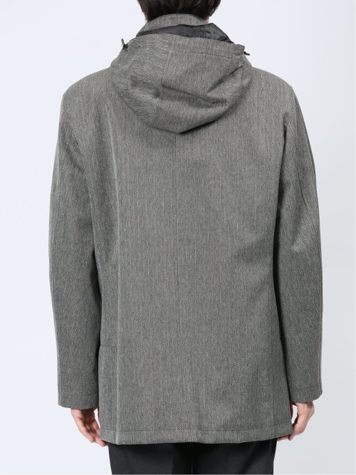 撥水防風 フード着脱 ヘリンボンコート