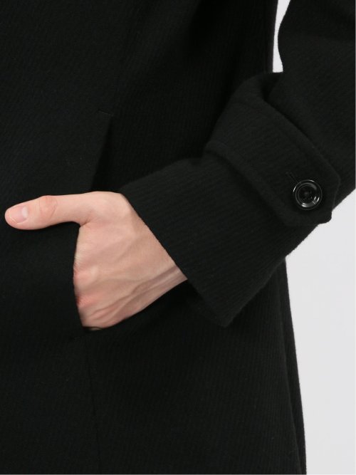 尾州ウール混 スタンドカラーコート カルゼ