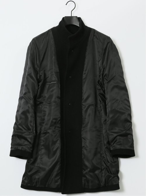 尾州ウール混 スタンドカラーコート カルゼ