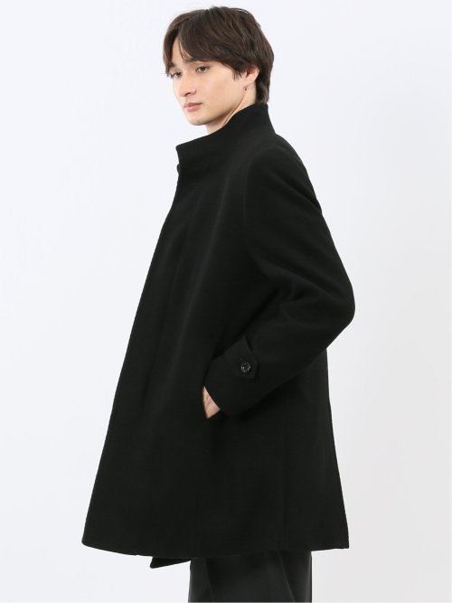 尾州ウール混 スタンドカラーコート カルゼ