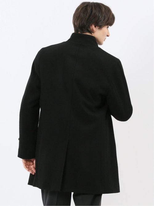 尾州ウール混 スタンドカラーコート カルゼ